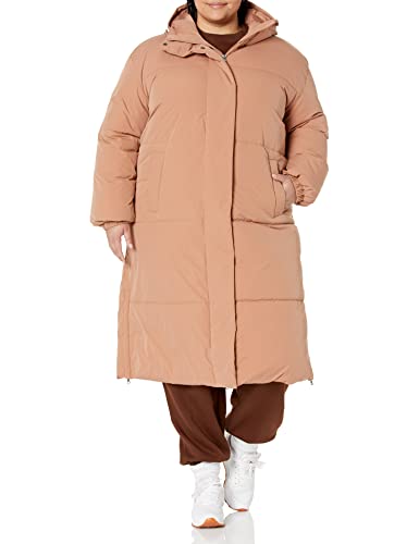 Amazon Essentials Women's Long Puffer Jacket (Available in Plus Size), Light Brown, XX-Large