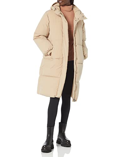 Amazon Essentials Women's Long Puffer Jacket (Available in Plus Size), Light Brown, XX-Large