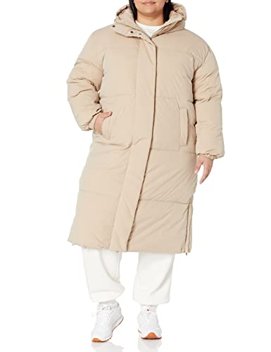 Amazon Essentials Women's Long Puffer Jacket (Available in Plus Size), Light Brown, XX-Large
