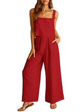 ANRABESS 2pc Outfits for Women Summer Casual Linen Lounge Matching Set Crop Top Wide Leg Long Pants Jumpsuit 2023 Spring Fashion Clothes Tracksuit 732jiezong-M