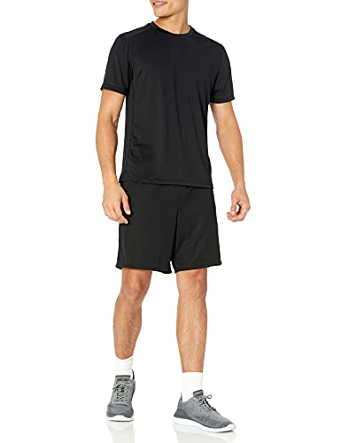 Amazon Essentials Men's Performance Tech Loose-Fit Shorts (Available in Big & Tall), Pack of 2, Black/Grey, Medium