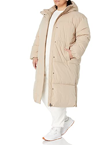 Amazon Essentials Women's Long Puffer Jacket (Available in Plus Size), Light Brown, XX-Large