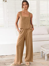 ANRABESS 2pc Outfits for Women Summer Casual Linen Lounge Matching Set Crop Top Wide Leg Long Pants Jumpsuit 2023 Spring Fashion Clothes Tracksuit 732jiezong-M