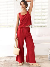 ANRABESS 2pc Outfits for Women Summer Casual Linen Lounge Matching Set Crop Top Wide Leg Long Pants Jumpsuit 2023 Spring Fashion Clothes Tracksuit 732jiezong-M