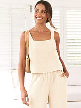 ANRABESS 2pc Outfits for Women Summer Casual Linen Lounge Matching Set Crop Top Wide Leg Long Pants Jumpsuit 2023 Spring Fashion Clothes Tracksuit 732jiezong-M