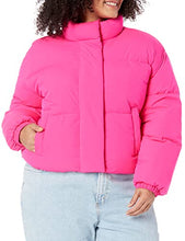 Amazon Essentials Women's Crop Puffer Jacket (Available in Plus Size), Neon Pink, 4X