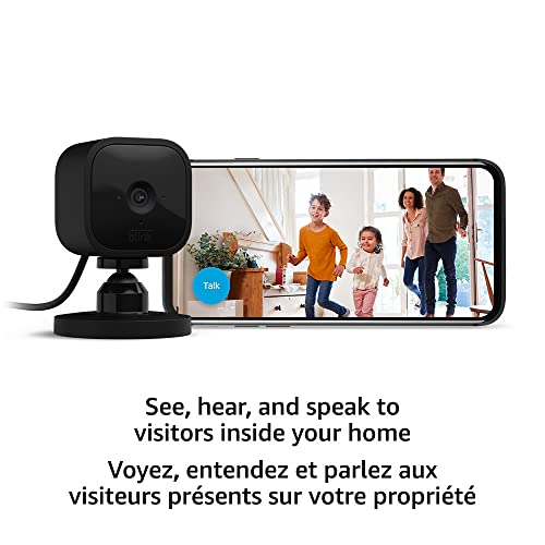 Blink Mini – Compact indoor plug-in smart security camera, 1080p HD video, night vision, motion detection, two-way audio, easy set up, Works with Alexa – 1 camera (White)
