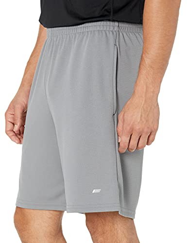 Amazon Essentials Men's Performance Tech Loose-Fit Shorts (Available in Big & Tall), Pack of 2, Black/Grey, Medium