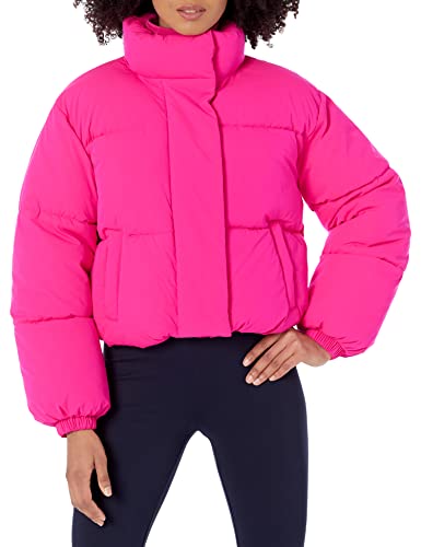 Amazon Essentials Women's Crop Puffer Jacket (Available in Plus Size), Neon Pink, 4X