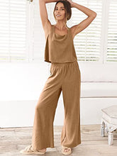 ANRABESS 2pc Outfits for Women Summer Casual Linen Lounge Matching Set Crop Top Wide Leg Long Pants Jumpsuit 2023 Spring Fashion Clothes Tracksuit 732jiezong-M