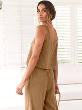 ANRABESS 2pc Outfits for Women Summer Casual Linen Lounge Matching Set Crop Top Wide Leg Long Pants Jumpsuit 2023 Spring Fashion Clothes Tracksuit 732jiezong-M