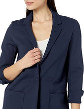 Amazon Essentials Women's Relaxed-Fit Soft Ponte Blazer, Navy, X-Large