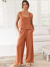 ANRABESS 2pc Outfits for Women Summer Casual Linen Lounge Matching Set Crop Top Wide Leg Long Pants Jumpsuit 2023 Spring Fashion Clothes Tracksuit 732jiezong-M