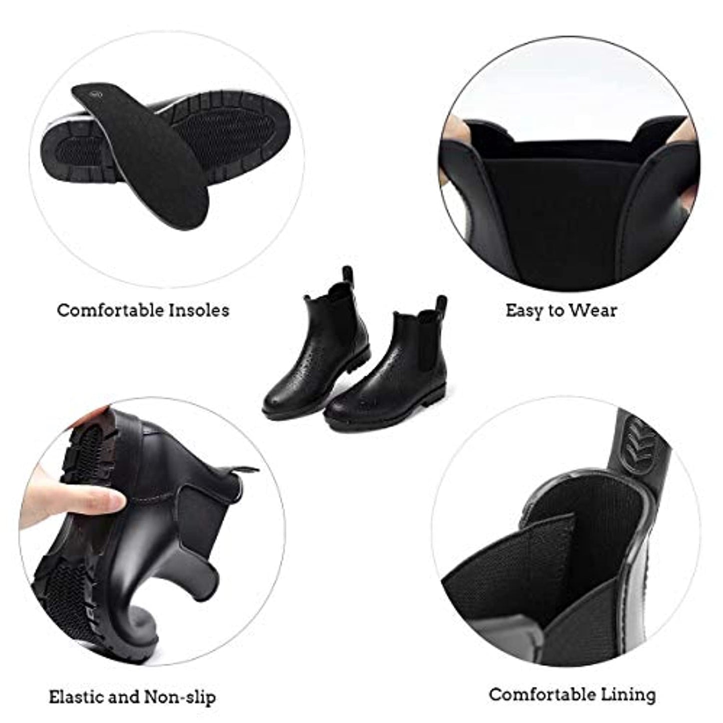 Yvmurain Women's Short Rain Boots Waterproof Anti Slip