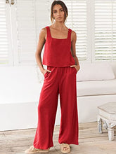 ANRABESS 2pc Outfits for Women Summer Casual Linen Lounge Matching Set Crop Top Wide Leg Long Pants Jumpsuit 2023 Spring Fashion Clothes Tracksuit 732jiezong-M