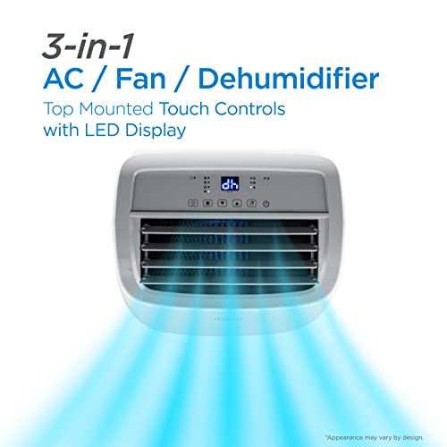 BLACK+DECKER 10,000 BTU Portable Air Conditioner up to 450 Sq. ft. with Remote Control, White