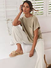 ANRABESS Women's Two Piece Outfits Sweater Sets Knit Pullover Tops and Casual Pants Tracksuit Matching Sets Loungewear 2023 Summer Fashion Clothes Sweat Suit 953qiankaqi-M Khaki White