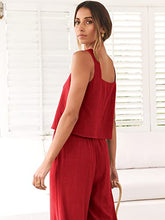 ANRABESS 2pc Outfits for Women Summer Casual Linen Lounge Matching Set Crop Top Wide Leg Long Pants Jumpsuit 2023 Spring Fashion Clothes Tracksuit 732jiezong-M