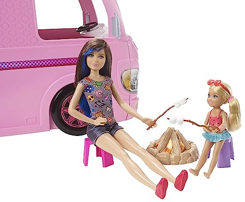 Barbie Camper Playset, Dreamcamper Toy Vehicle with 50 Accessories I