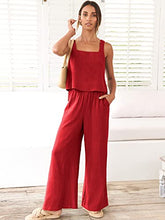 ANRABESS 2pc Outfits for Women Summer Casual Linen Lounge Matching Set Crop Top Wide Leg Long Pants Jumpsuit 2023 Spring Fashion Clothes Tracksuit 732jiezong-M