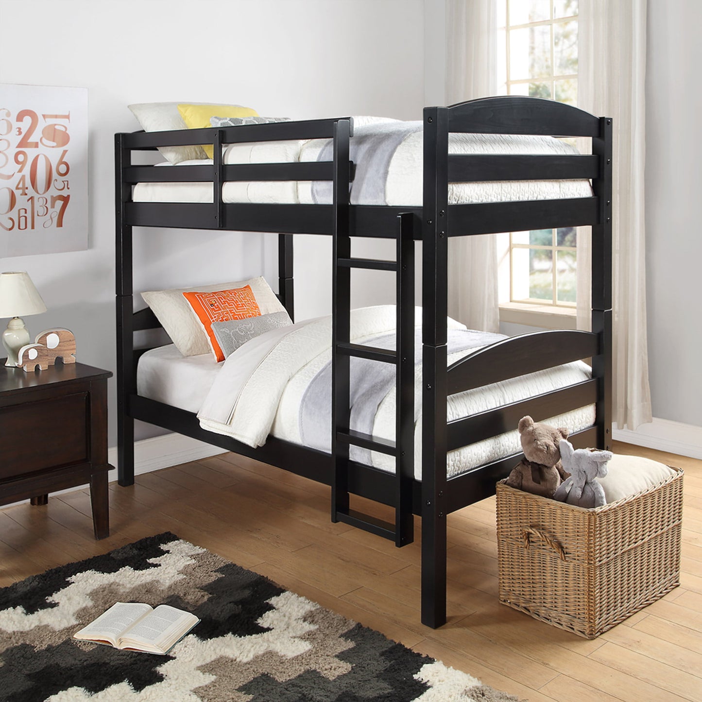 Better Homes & Gardens Leighton Wood Twin-Over-Twin Bunk Bed, Mocha