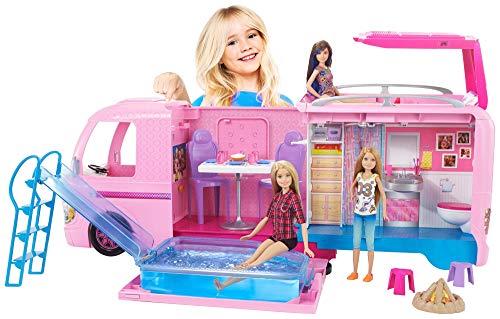 Barbie Camper Playset, Dreamcamper Toy Vehicle with 50 Accessories I