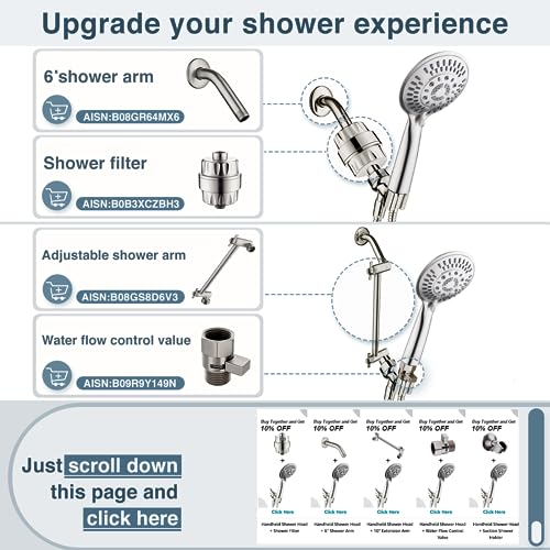 BRIGHT SHOWERS  9 Spray Settings Handheld Shower Head