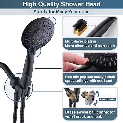 BRIGHT SHOWERS  9 Spray Settings Handheld Shower Head