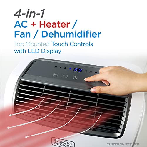 BLACK+DECKER 10,000 BTU Portable Air Conditioner up to 450 Sq. ft. with Remote Control, White