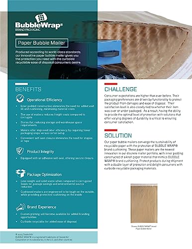 Bubble Wrap Paper Bubble Mailers, 0-6"x10", 400 Cushioned Envelopes Per Case, Up to 35% Recycled Content, Self-Sealing, Curbside Recyclable, Brown