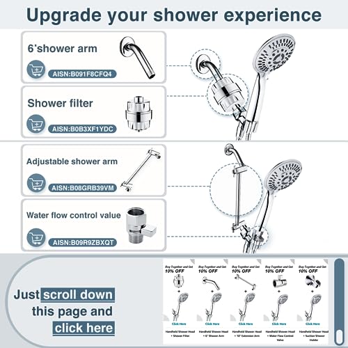 BRIGHT SHOWERS  9 Spray Settings Handheld Shower Head