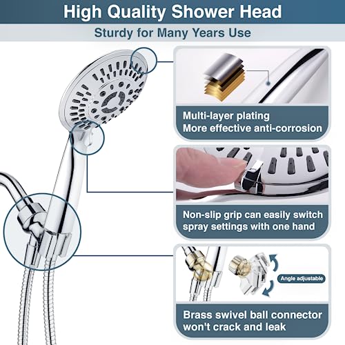 BRIGHT SHOWERS  9 Spray Settings Handheld Shower Head
