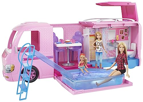 Barbie Camper Playset, Dreamcamper Toy Vehicle with 50 Accessories I
