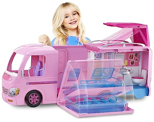Barbie Camper Playset, Dreamcamper Toy Vehicle with 50 Accessories I