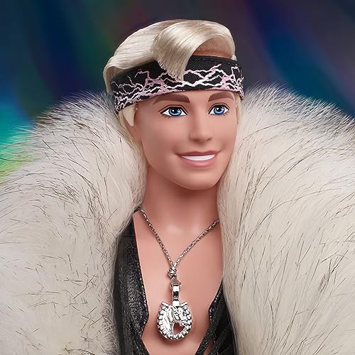 Barbie The Movie Collectible Ken Doll Wearing Big Faux Fur Coat
