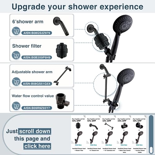 BRIGHT SHOWERS  9 Spray Settings Handheld Shower Head