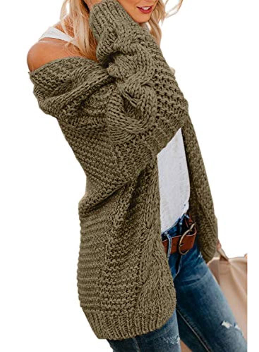 Astylish Women Open Front Long Sleeve Chunky Knit Cardigan Sweaters