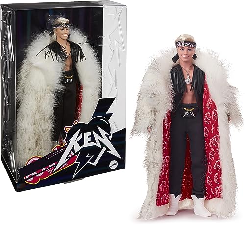 Barbie The Movie Collectible Ken Doll Wearing Big Faux Fur Coat