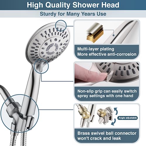 BRIGHT SHOWERS  9 Spray Settings Handheld Shower Head