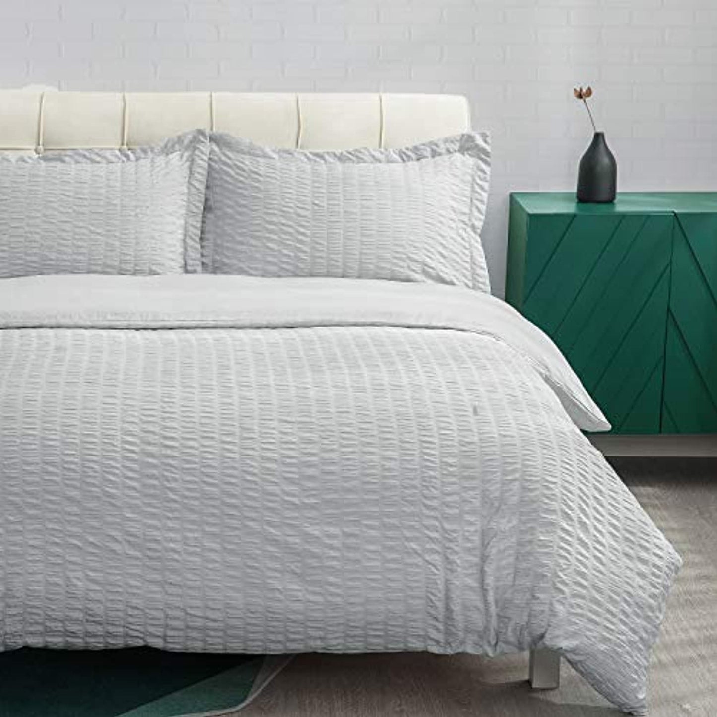 Bedsure Duvet Cover Set King Size (104 x 90 inches) - Seersucker Stripe