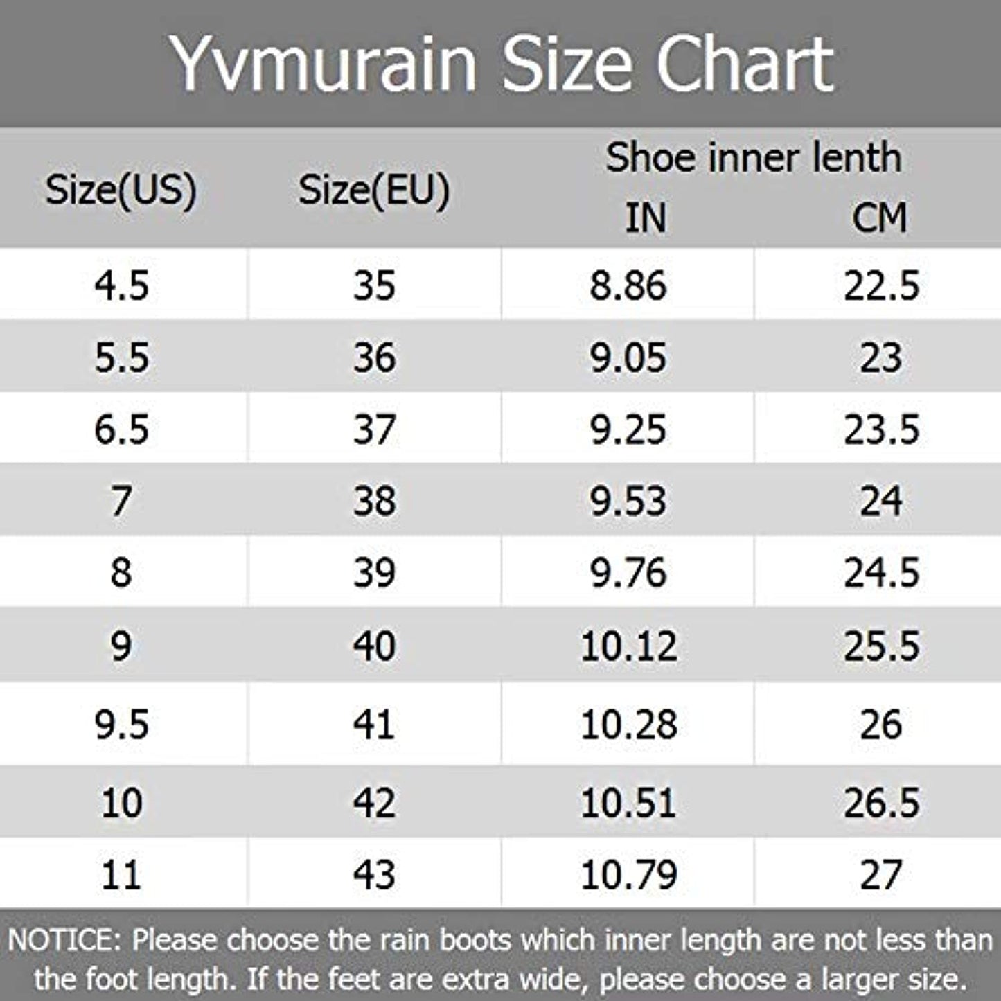 Yvmurain Women's Short Rain Boots Waterproof Anti Slip
