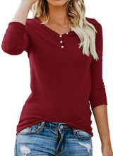 ANIXAY Women's Long Sleeve Henley Button up T Shirt