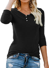 ANIXAY Women's Long Sleeve Henley Button up T Shirt