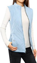 Allegra K Women's Stand Collar Lightweight Gilet Quilted Zip Vest