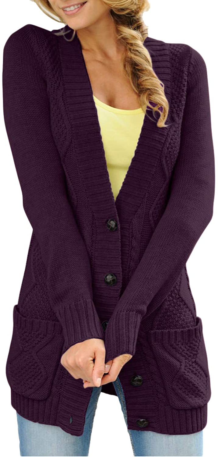 Astylish Women Open Front Long Sleeve Chunky Knit Cardigan Sweaters