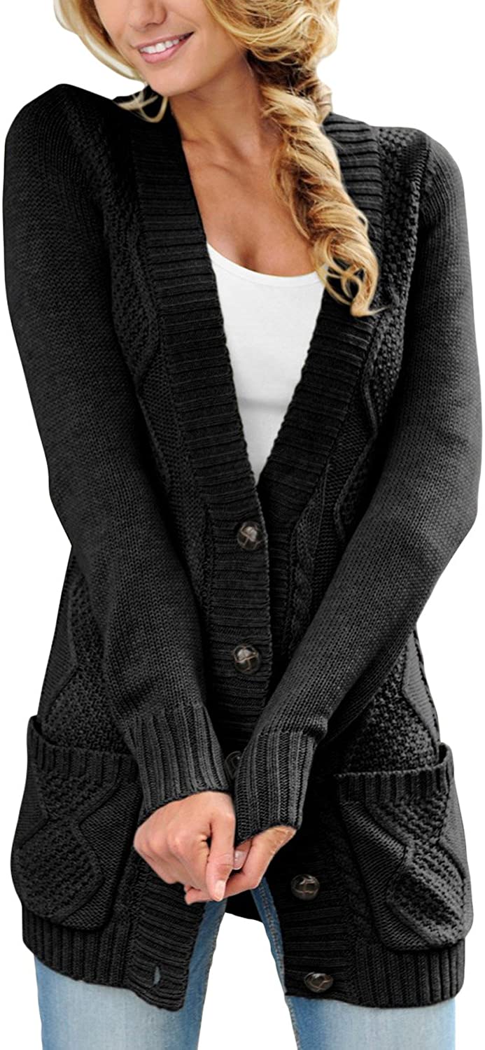 Astylish Women Open Front Long Sleeve Chunky Knit Cardigan Sweaters