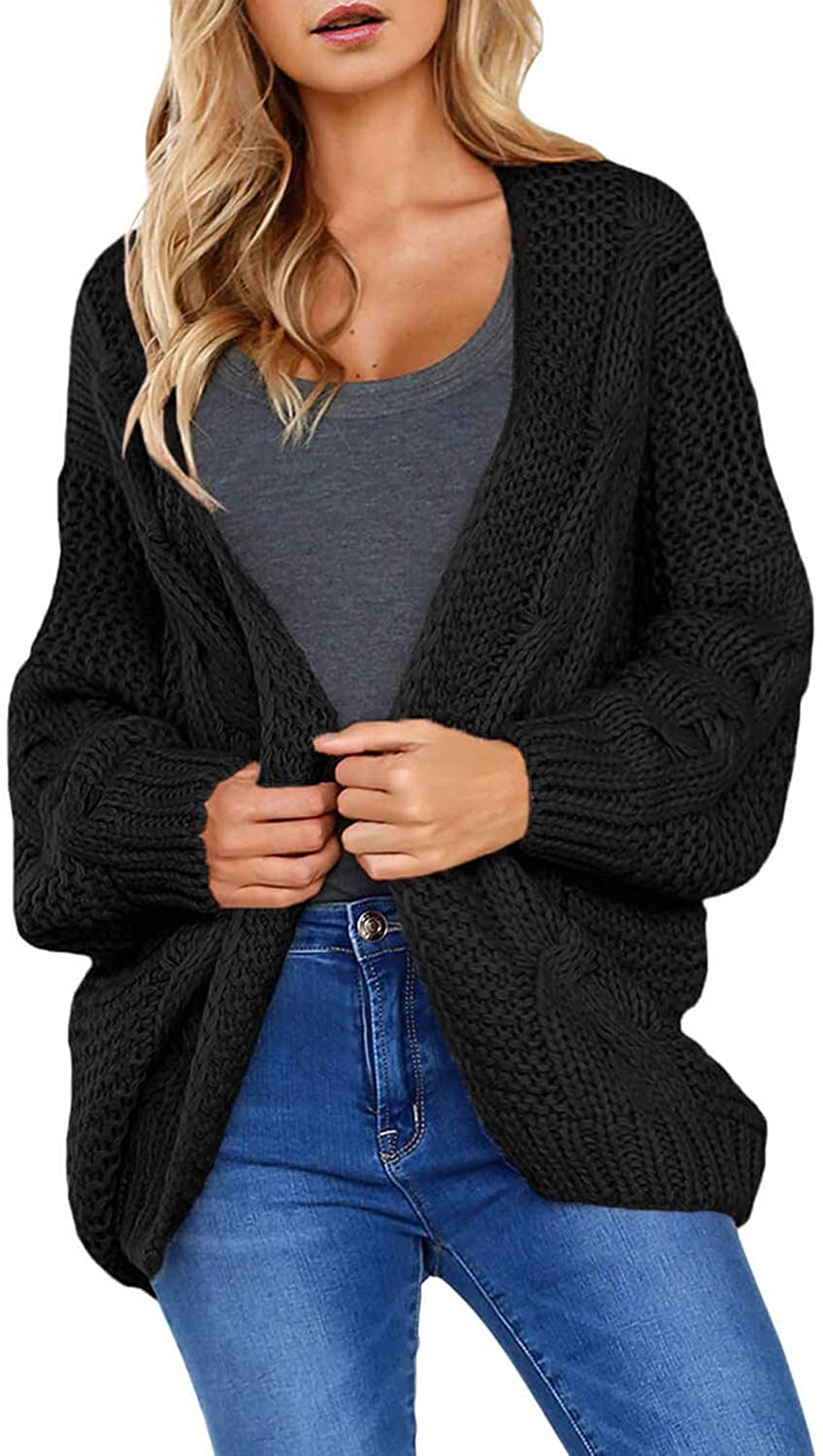 Astylish Women Open Front Long Sleeve Chunky Knit Cardigan Sweaters