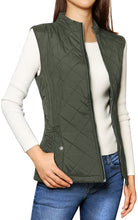 Allegra K Women's Stand Collar Lightweight Gilet Quilted Zip Vest