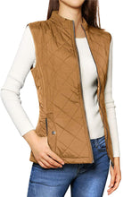 Allegra K Women's Stand Collar Lightweight Gilet Quilted Zip Vest