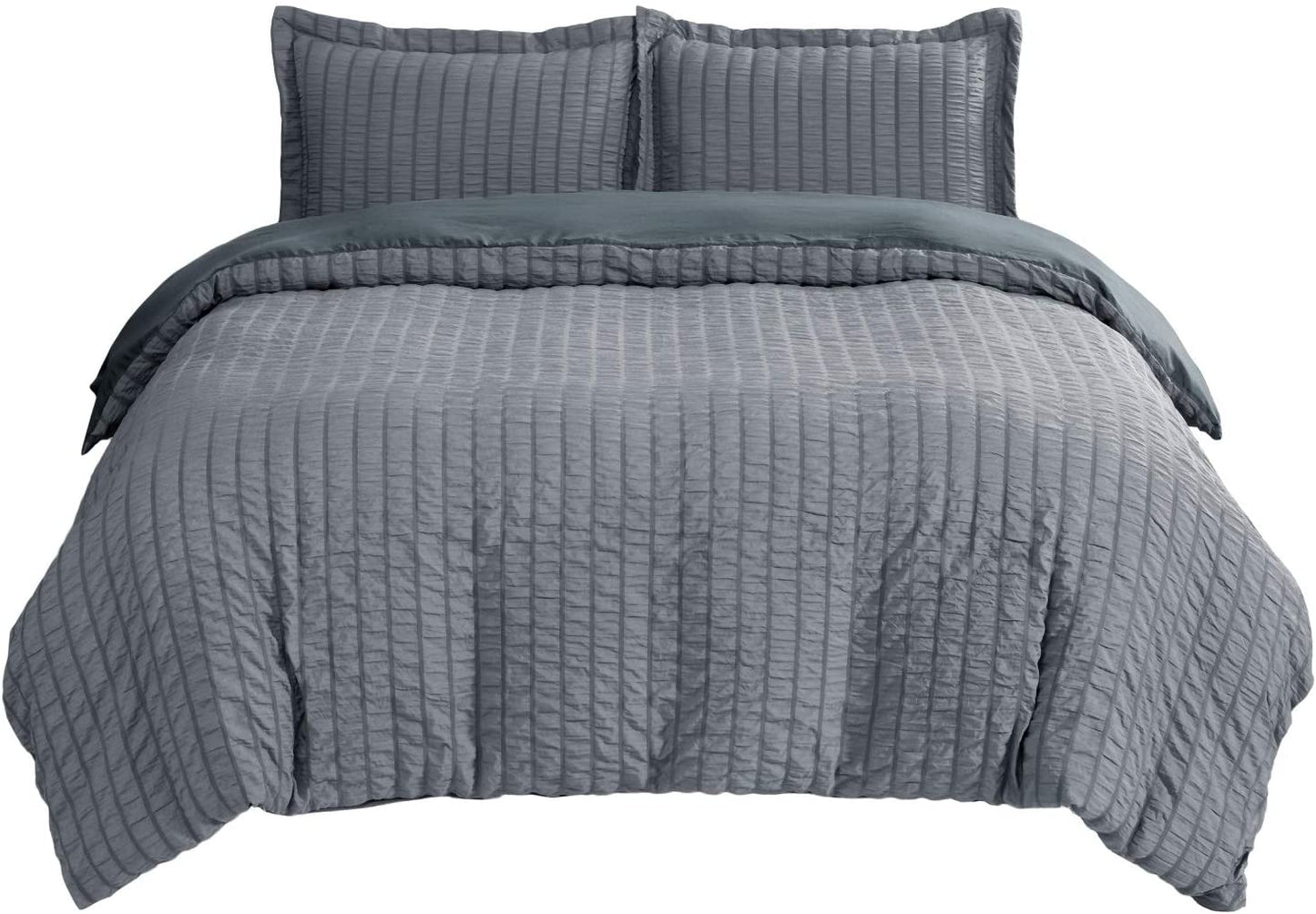 Bedsure Duvet Cover Set King Size (104 x 90 inches) - Seersucker Stripe